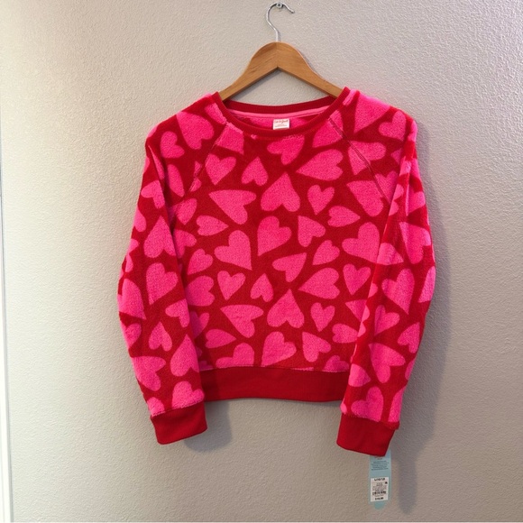 New Cat & Jack Red and Pink Heart Pullover Sweater Kids Size L (10/12) - Picture 5 of 9